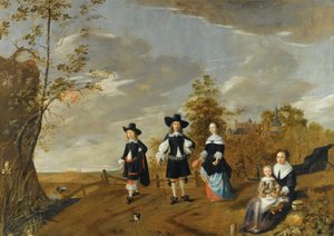 Een Familieportret in een Landschap Voor Kasteel Dursteede door Christiaen van Colenbergh